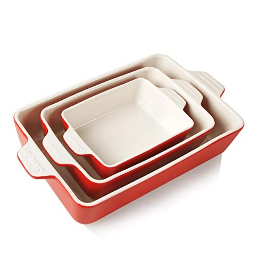 

Ceramic Bakeware Set Rectangular Baking Dish for Oven Lasagna Pans for Cooking Kitchen Cake Dinner Banquet and Daily Use 11.8 x