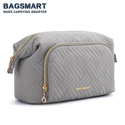 Bagsmart-女性用化粧ポーチ,大きなオープンデザイナーケース,シンプルなアクセサリー