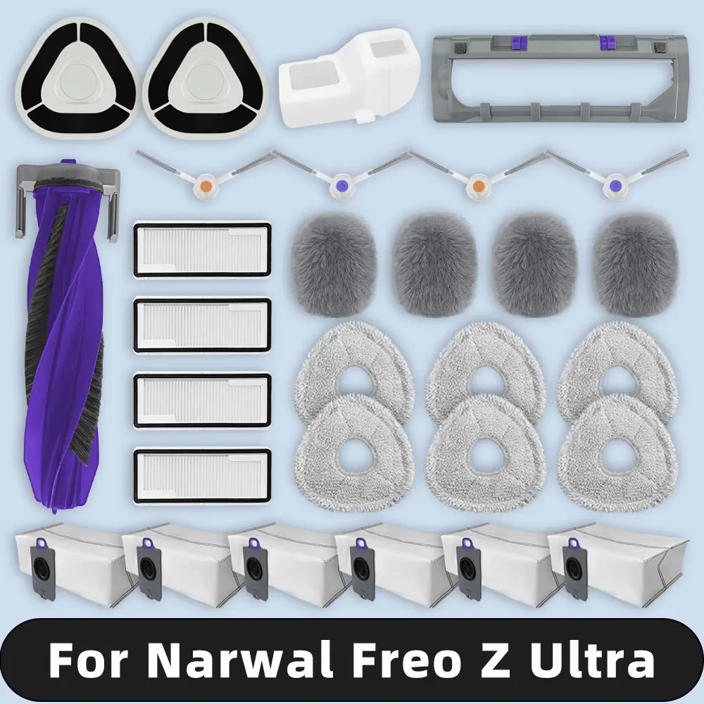 

Compatible For ( Narwal Freo Z Ultra ) Spare Parts Roller Side Brush Hepa Filter Mop Cloth Dust Bag Accessories Consumables