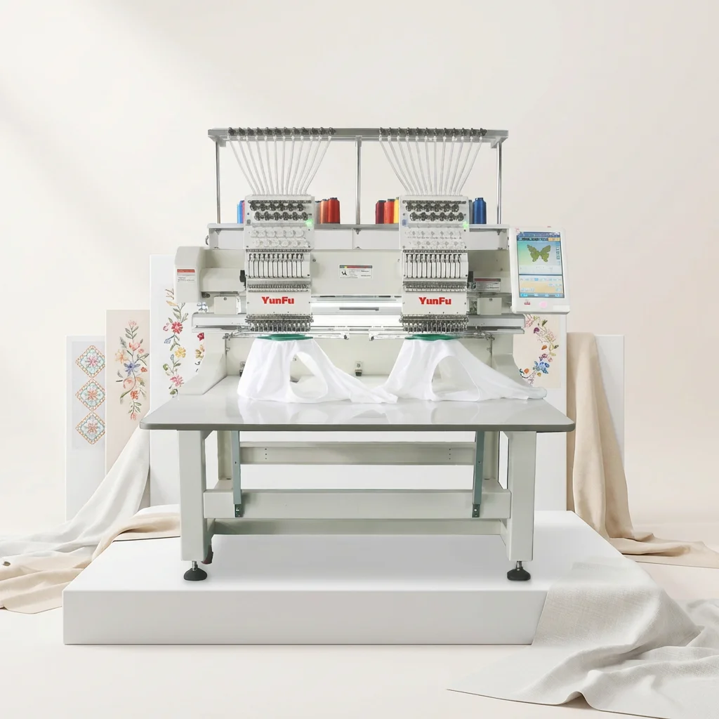 Professional Computerized 2-Head Embroidery Machine Bearing Motor for High-Volume Apparel Production Printing Shops Home Use