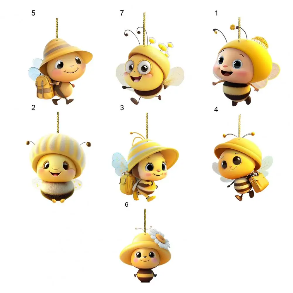 Bee Decorative Pendant Acrylic Car Hanging Ornament Adorable Appearance Vivid Color Christmas Tree Pendant Charm