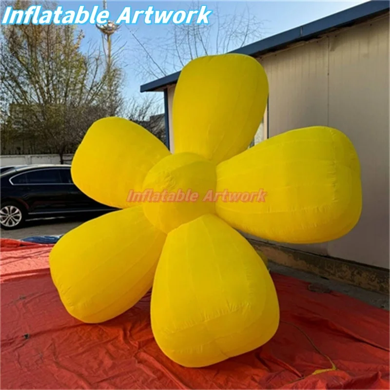 Modelo de flor inflável amarelo gigante decorativo de festa personalizado para brinquedos de design de palco