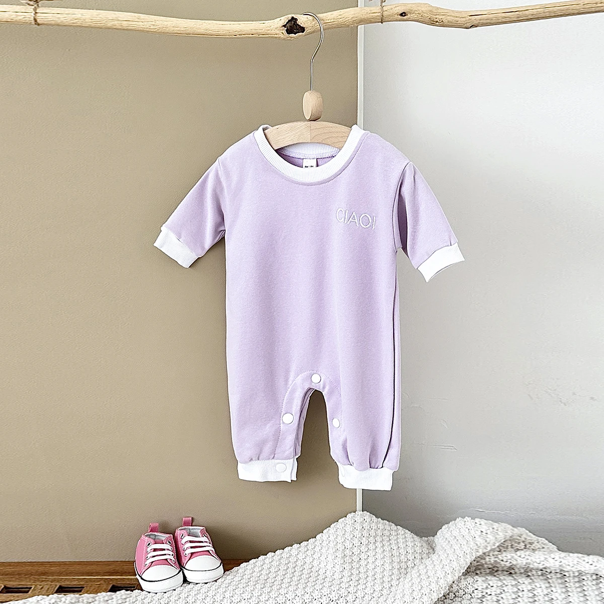 

Spring Autumn Boys Girls Baby Clothes Infant Toddler Outfit Long Sleeves Romper Letter CIAO Embroidered Jumpsuit