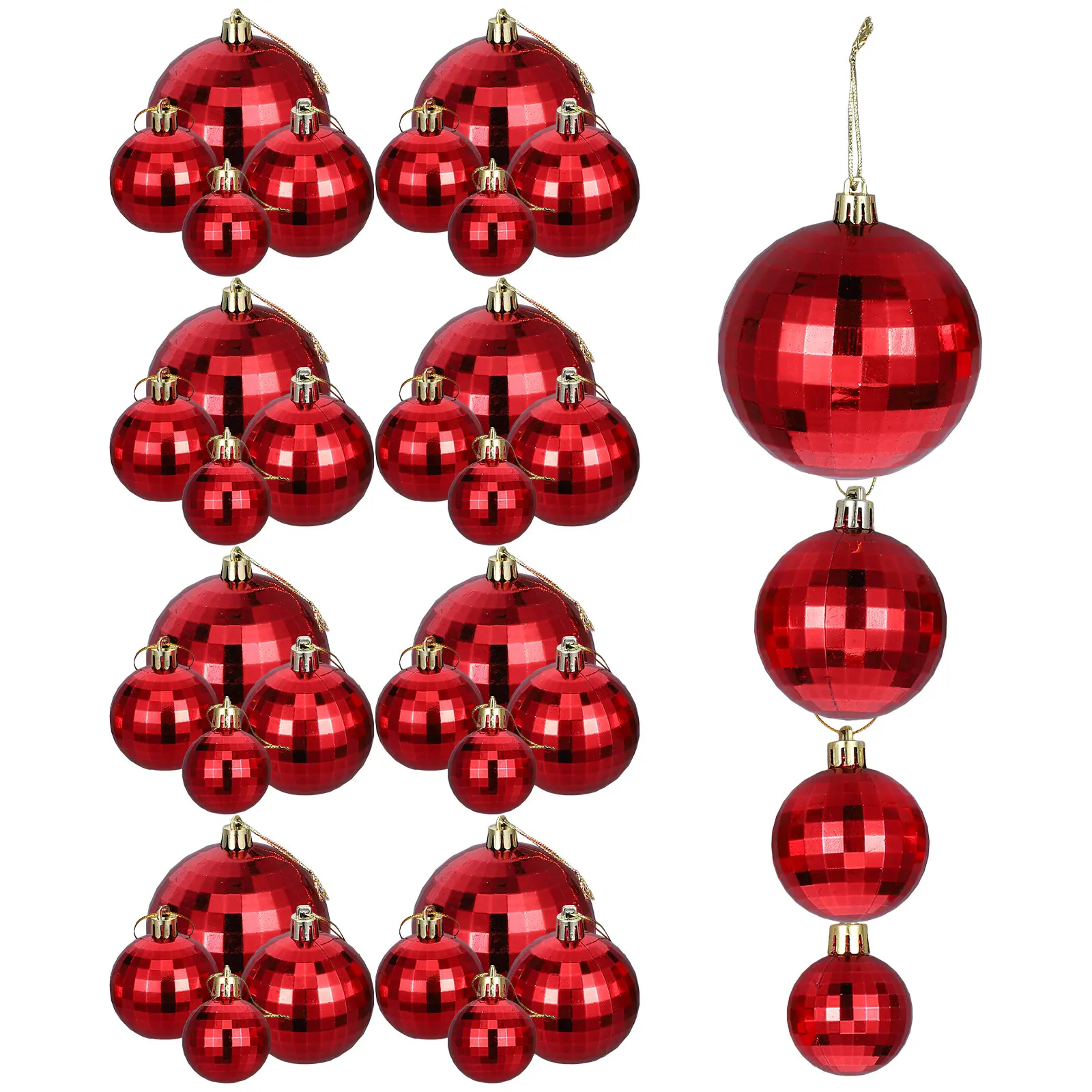 

36 Pcs Christmas Tree Hanging Ornaments Lattice Plastic Xmas Balls Decorations Silver Set Party Wedding