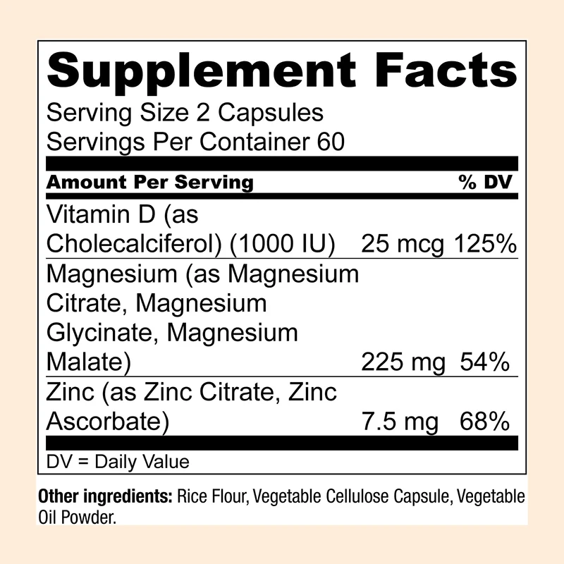 Magnesium Zinc and Vitamin D3 - Maximum Absorption for Muscle, Nerve, Bone and Heart Health