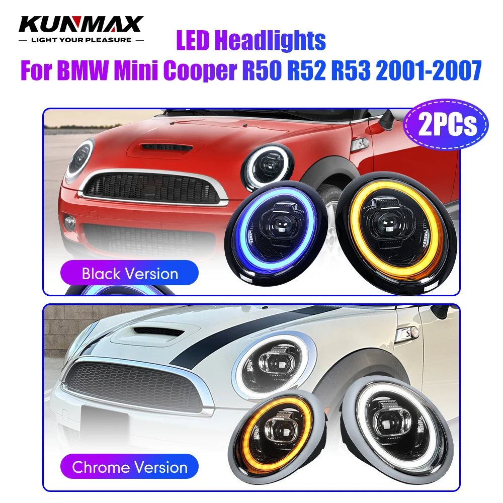 2X LED HeadlLights For BMW Mini R50 R52 R53 2001-2007 Sequential Turn Signal Start-up Animation DRL Car Rear Tail Light Assembly
