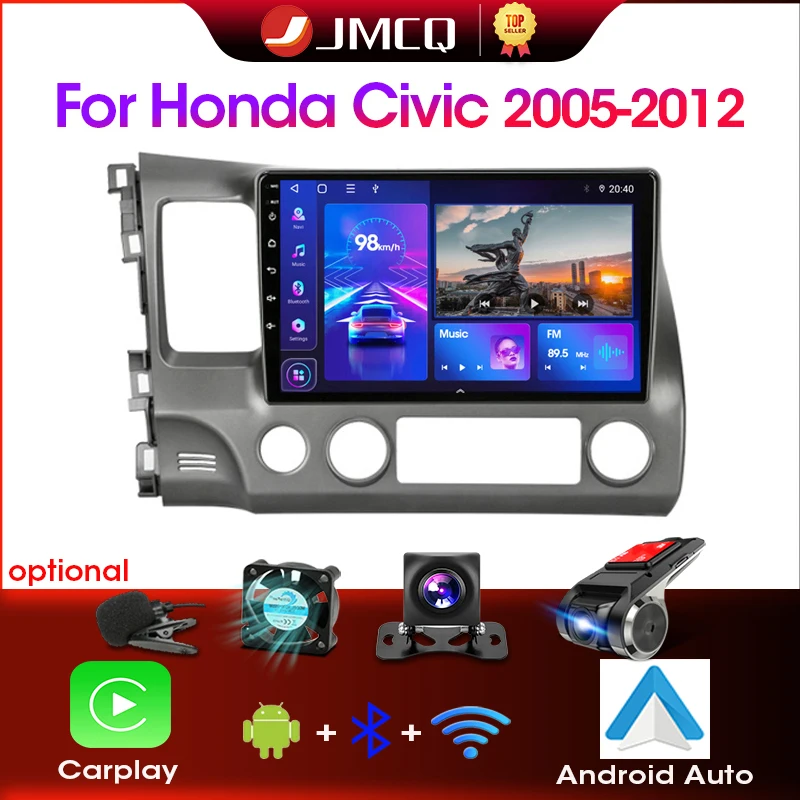 JMCQ Android 12 4G DSP Car Radio Multimidia Video Player Navigation GPS Car Stereo For Honda Civic 2005-2012 2din Head Unit