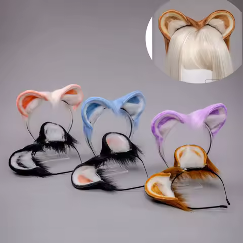 Faux Fur Multicolor Animal Headband Hamster Plush Round Ears Cosplay Hair Clips Night Party Cosplay Prop Anime Lolita Hairband