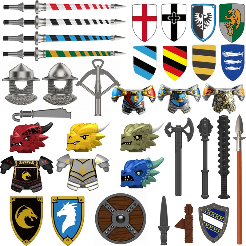 

Средневековый замок, солдат, фигурки, строительный блок, дракон, аниме, рыцарь, аксессуар, боевой конь, милиция, шлем, щит, игрушка в подарок N01