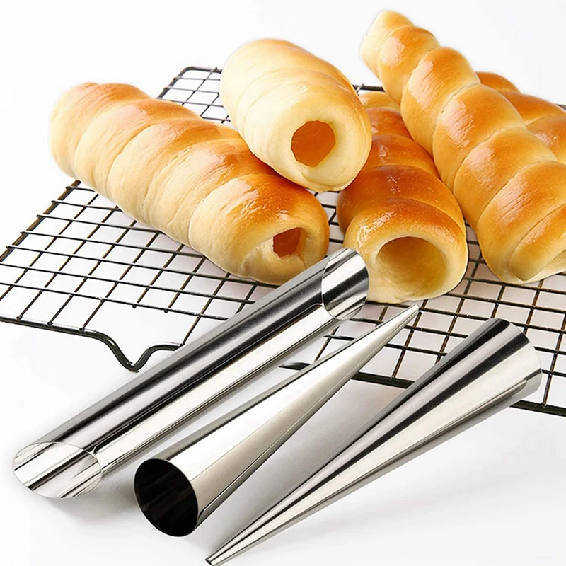 Creme Chifre Moldes para Croissant, Cone De Aço Inoxidável, Molde Em Forma Tubular, Cone De Creme, 40 Pcs