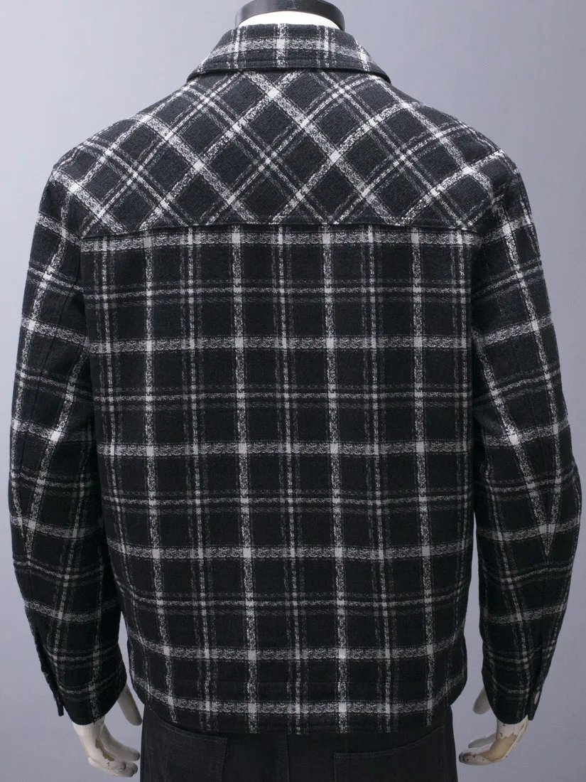 

Men's Faionable Plaid Workwear Jaet Zipper Collar Long Sve Regular Fit Polyester Cotton Blend Casual Outerwear