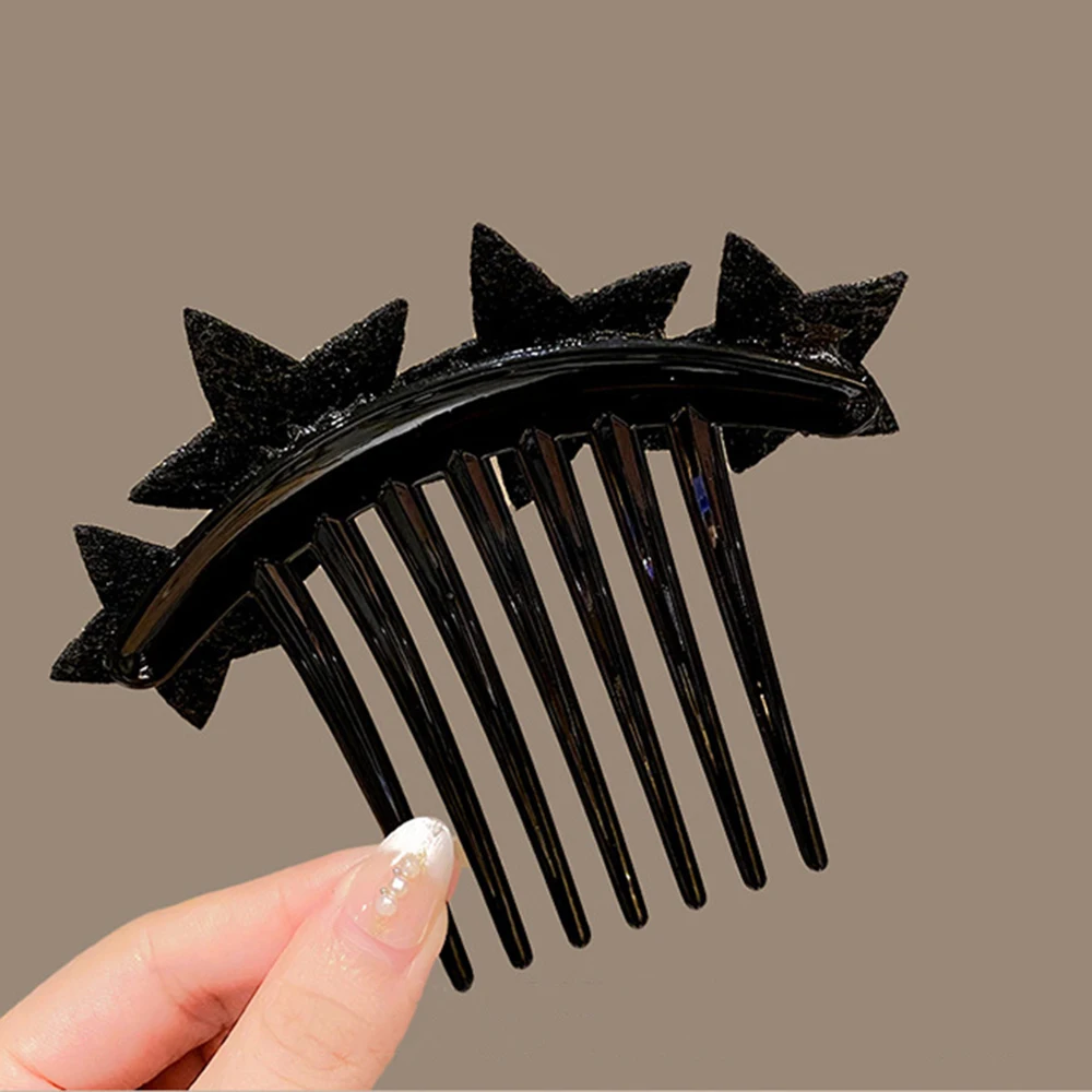 Pentagram Hair Comb Shiny Color Non-slip Hairpin Women Bangs Clip Hair Clips For Women Korean Rhinestone Hair Accessories Comb