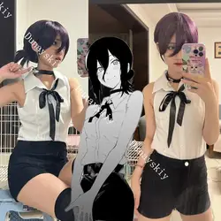 Anime Reze Cosplay Woman Costume Bo-mb Shirt Outfits Tie Short Neck Reze Wig Halloween Clothing Dropshipping