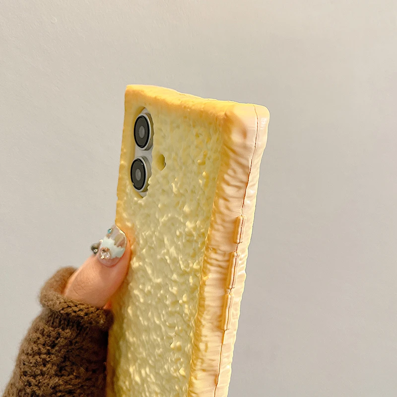 Modny, zabawny pokrowiec silikonowy z motywem chleba i tostu na iPhone'a 17 Pro Max 16 15 13 12 11 14 Plus Air, kreskówkowy, ochronny futerał na tył. — zdjęcie produktu 5