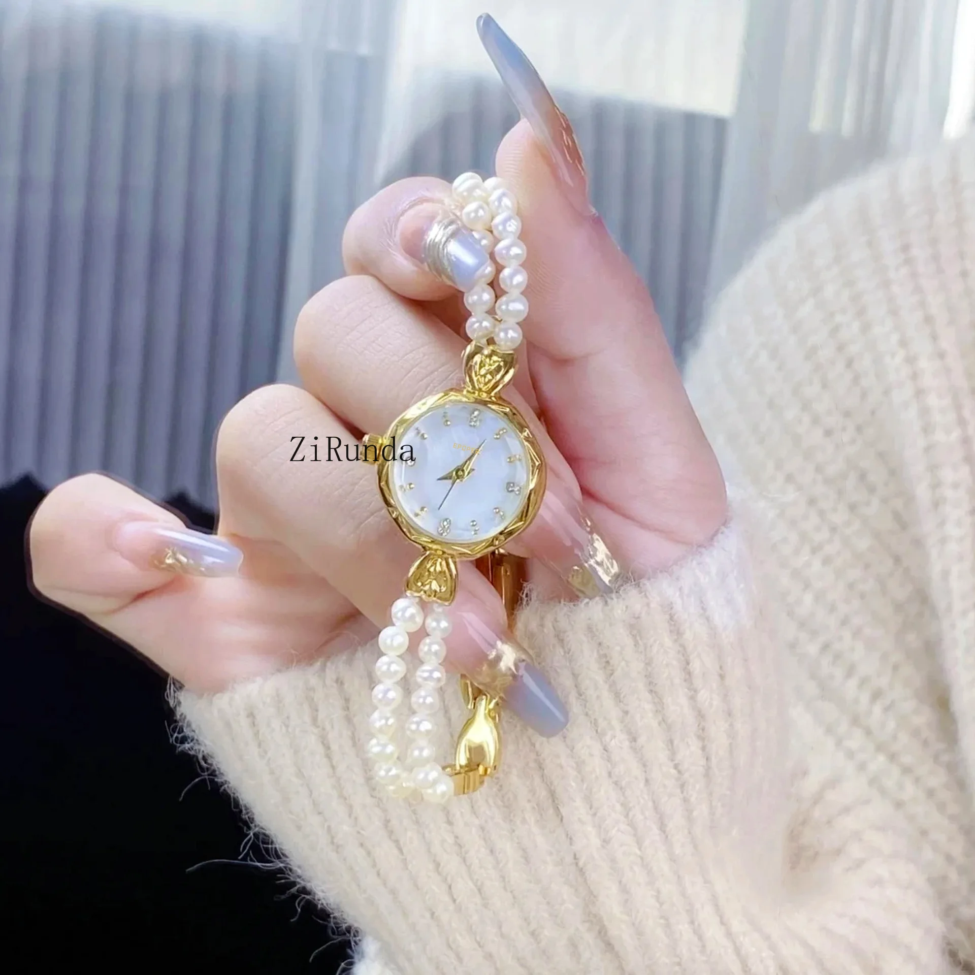 

Pearl women's bracelet watch fashion light luxury high value quartz women's watch