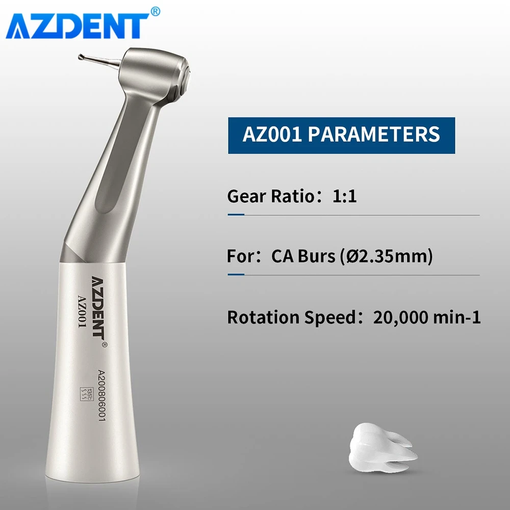 

1PC AZDENT Dental 1:1 Contra Angle Low Speed Handpiece Push Button External Water Spray Bur 2.35mm Dentistry Tool for Dentists