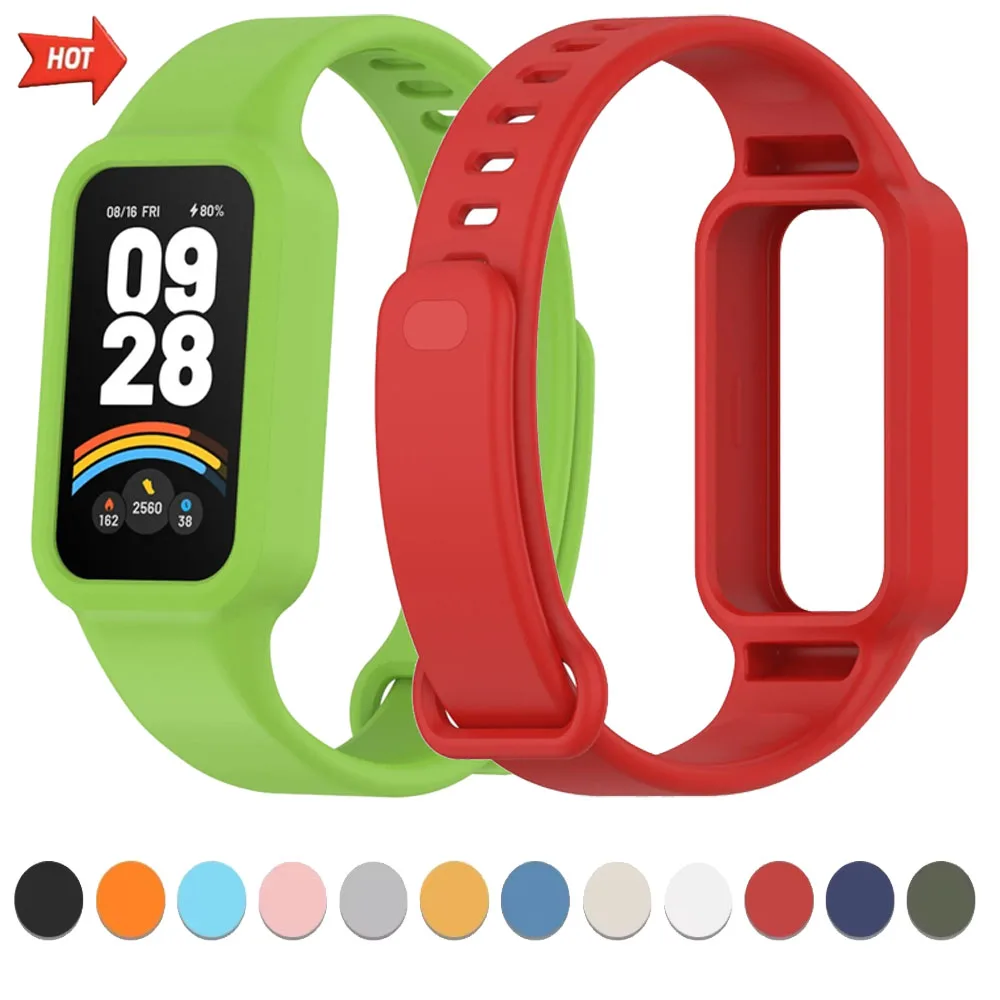 Silicone Strap for Xiaomi Band 9 Active Smartwatch All-inclusive Comfortable Breathable Bracelet for Redmi Band 3 Belt Accessory
