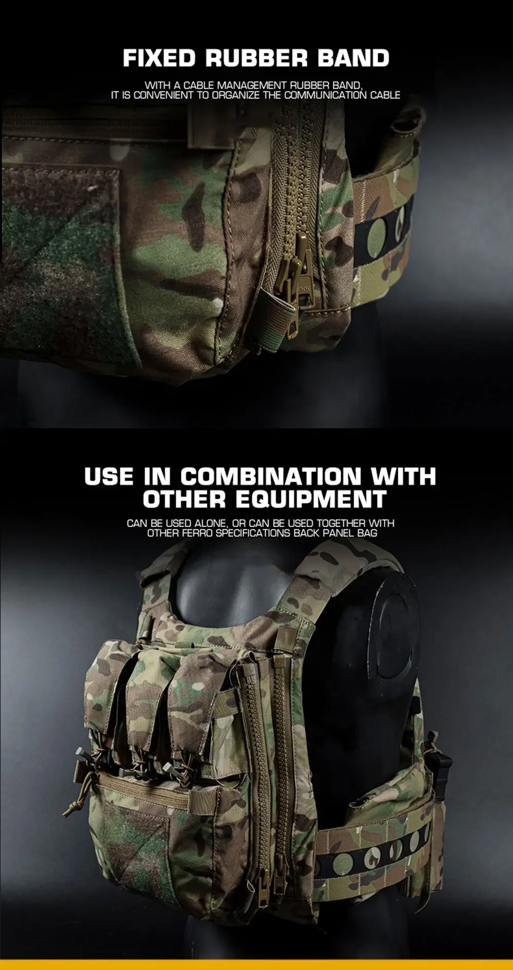 FCPC V5 Plattenträger Jagdweste Assault Back Panel Gear Wasserspeicher Allzweck Multi Fit Erweiterbare Tasche Airsoft-Ausrüstung – Detail 16