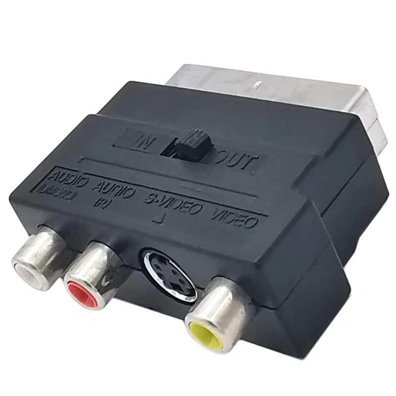 Преобразователь SCART в 3RCA с 21-контактным адаптером «папа-мама» и кнопкой включения/выключения 95AF