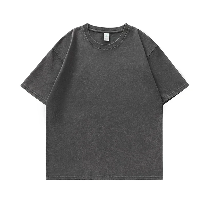 

100% Cotton Washed Vintage Oversized T-shirt Men's Clothing 2026 Summer New Causal Korean Y2k Classical Short Sleeve Tops