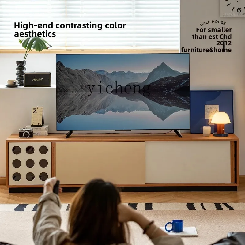 Gz-21 Solid Wood Time TV Cabinet Small Apartment Living Room TV Cabinet Retro Floor Storage Locker