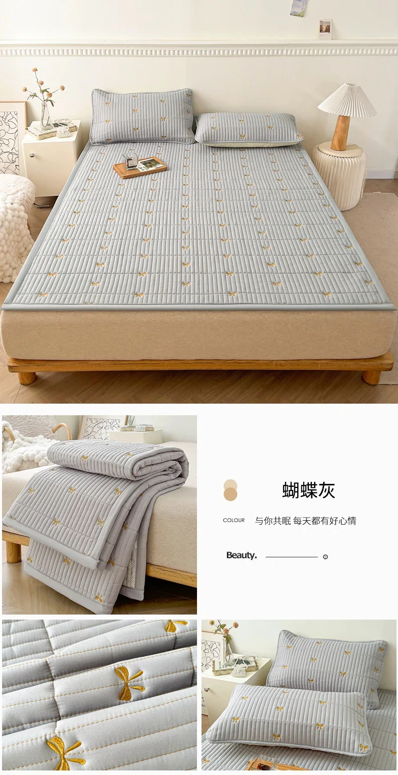 Spring Autumn Comfortable Durable Mattress Toppers Soft Breathable Soybean Fiber Filling Bed Pads Keep Warm Quilted Mattress Pad