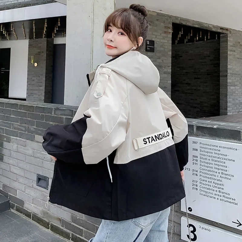 Women Windbreaker Spring Autumn Hooded Coat 2024 New Fashion Trench Coat Temperament Elegant Jacket Top Loose Outwear