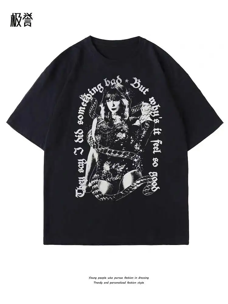 

Vintage reputation Tv Album Black TShirt The Eras Tour Men Womens T-shirt Fashion Harajuku Oversized T-shirts Hip Hop Streetwear