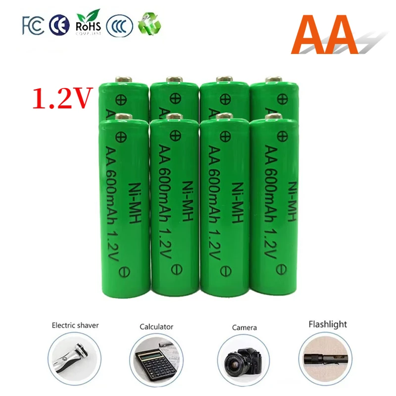 Pilas AA 1.2V 600mAh NI-MH Rechargeable Battery for Camera Microphone Flashlight Remote Control  MP3/MP4 Player  Electric Shaver