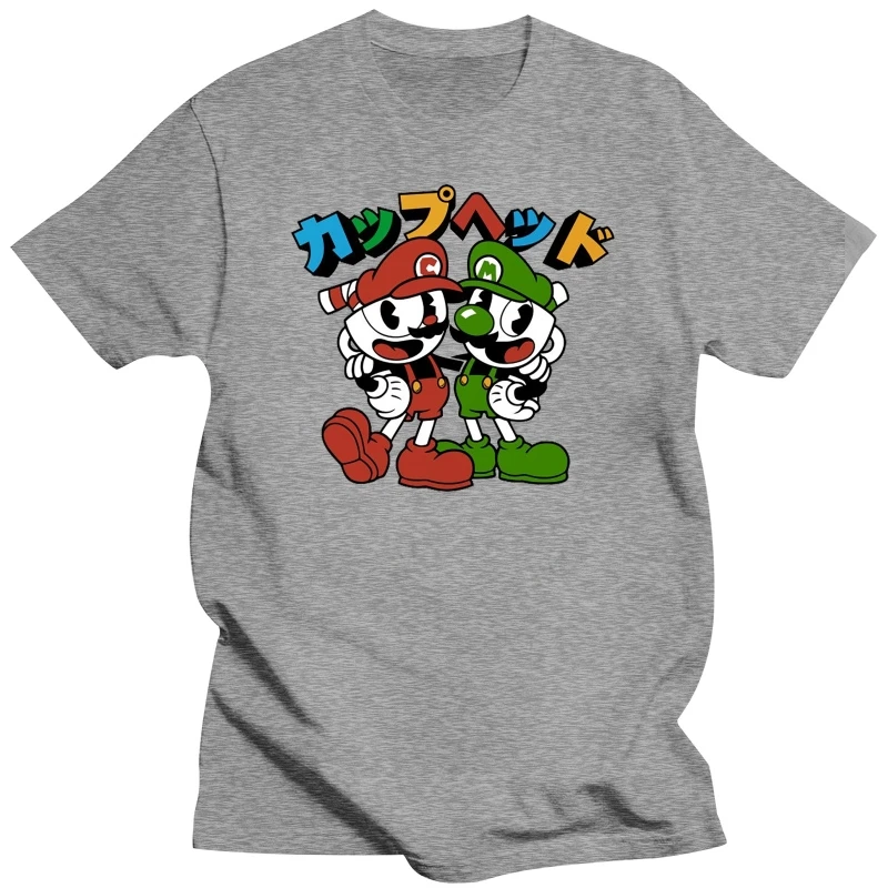 Mens T-shirt Cartoon Fun T-shirt Cuphead Bros T Shirt