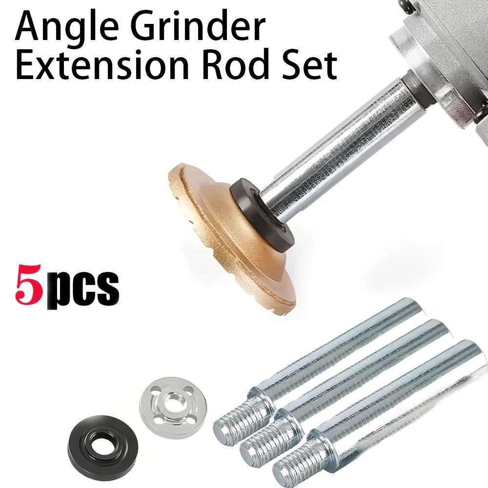 5 Pcs Angle Grinder Extension Connecting Rod, Includes 2 Pcs 100-Type Pressure Plates; M10 80mm Thread Adapter for 100-Type
