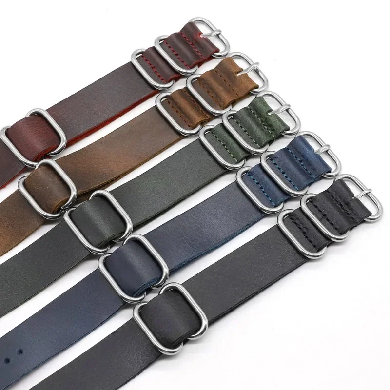 Vintage Genuine Leather Watch Bands 18mm 20mm 22mm Brown Handmade Cow Watch Strap Replacement for Men Women Watch Accessories