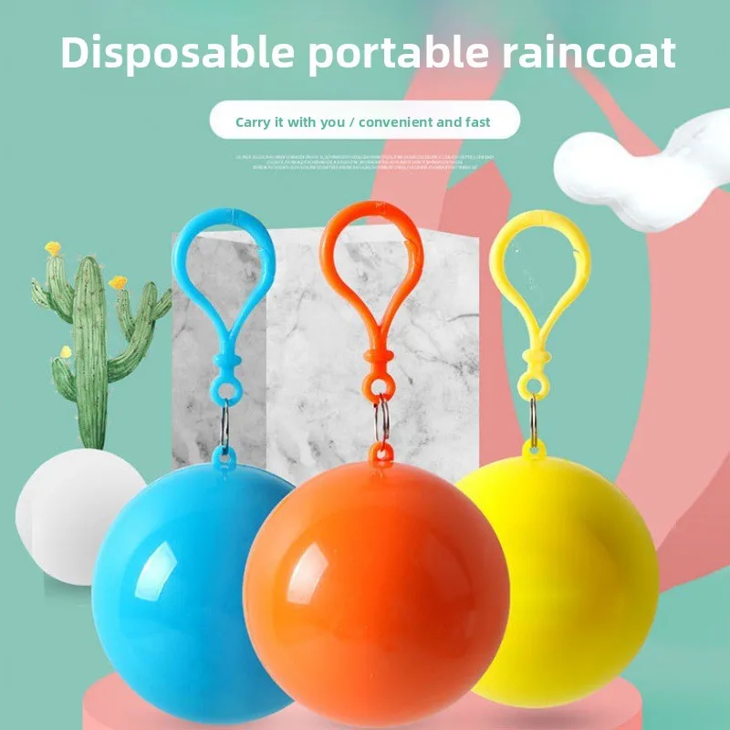 

5 PCS Mini Portable Raincoats Ball Colorful Disposable Thicken Rain Ponchos Emergency Waterproof Rainwear Cape Keyring Balls
