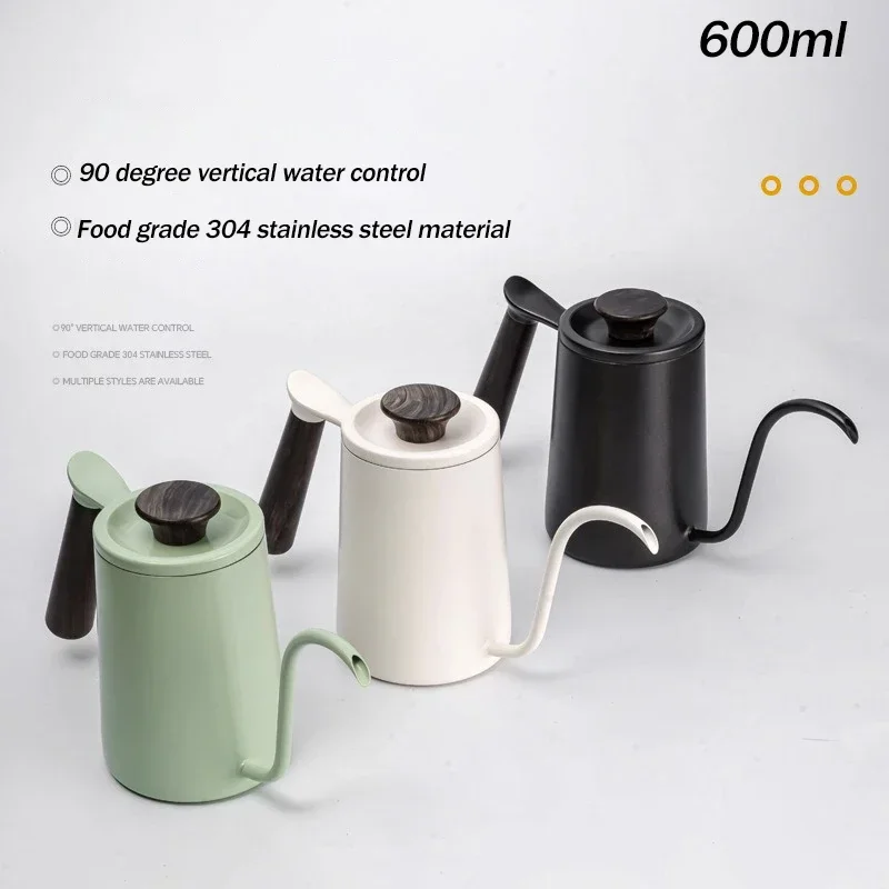 600ml Hand Brewed Coffee Pot, Drip Coffee Extraction Pot, Long Spout, Fine Mouth Filter Pot, 304 Stainless Steel Hand Brewed Pot