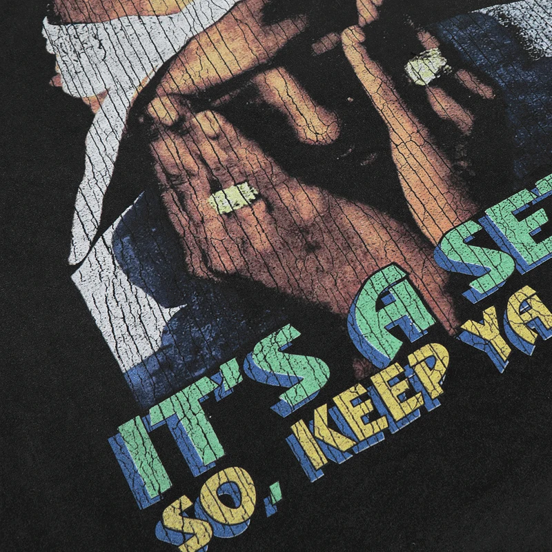 عالية الجودة غسلها تفعل القديمة جولة الرقبة توباك قصيرة الأكمام شارع العليا الاتجاه الرجال النساء فضفاض صورة طباعة 2PAC تي شيرت #6