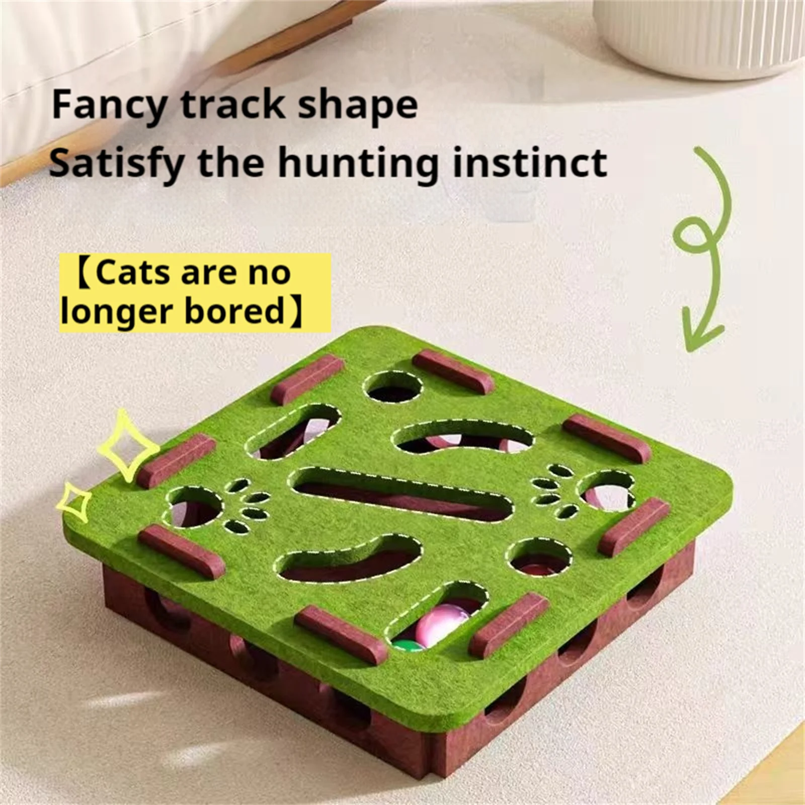 Image of Katzen-Puzzle-Spielzeug, Filz-Puzzle-Box, Katzen-Übungsspielzeug mit Ball, Indoor-Sport, Unterhaltung, Training, Katzenspielzeug für Hauskatzen