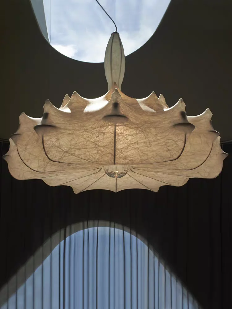 

Шелковая простая скандинавская люстра для спальни, японский стиль ваби-саби, подвесные светильники, художественная гостиная, столовая, светодиодный светильник