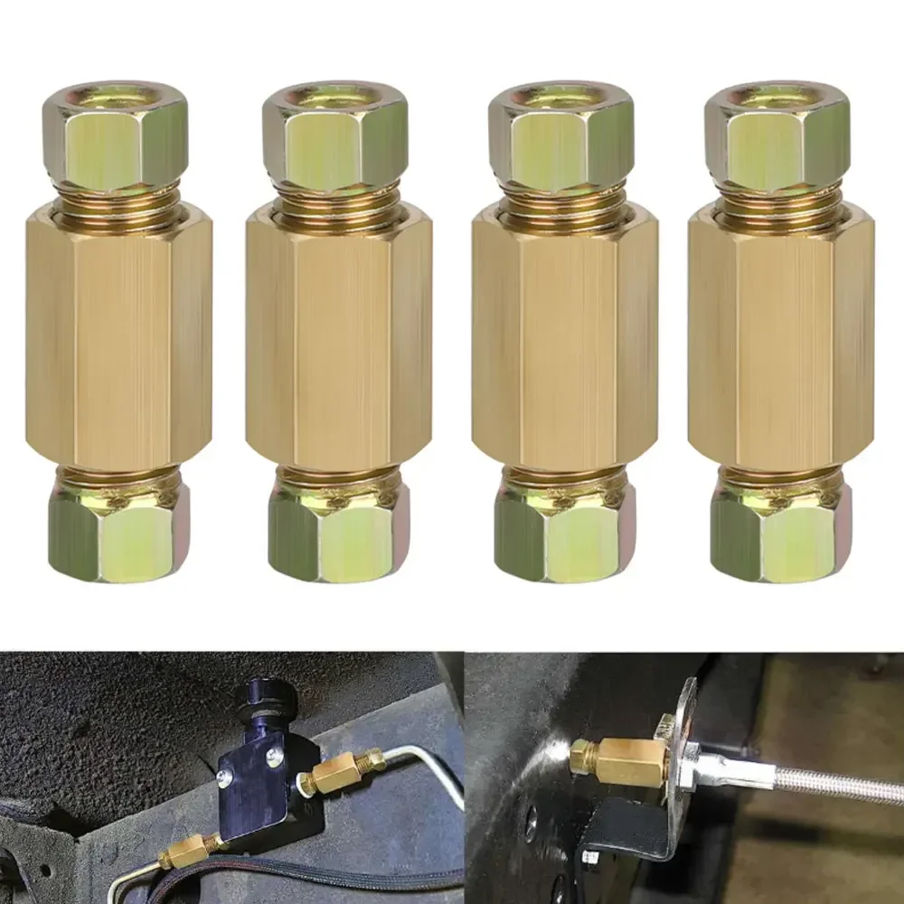 12pcs Car Universal Straight Brass Brake Line Inverted Compression Fitting Unions for 3/16