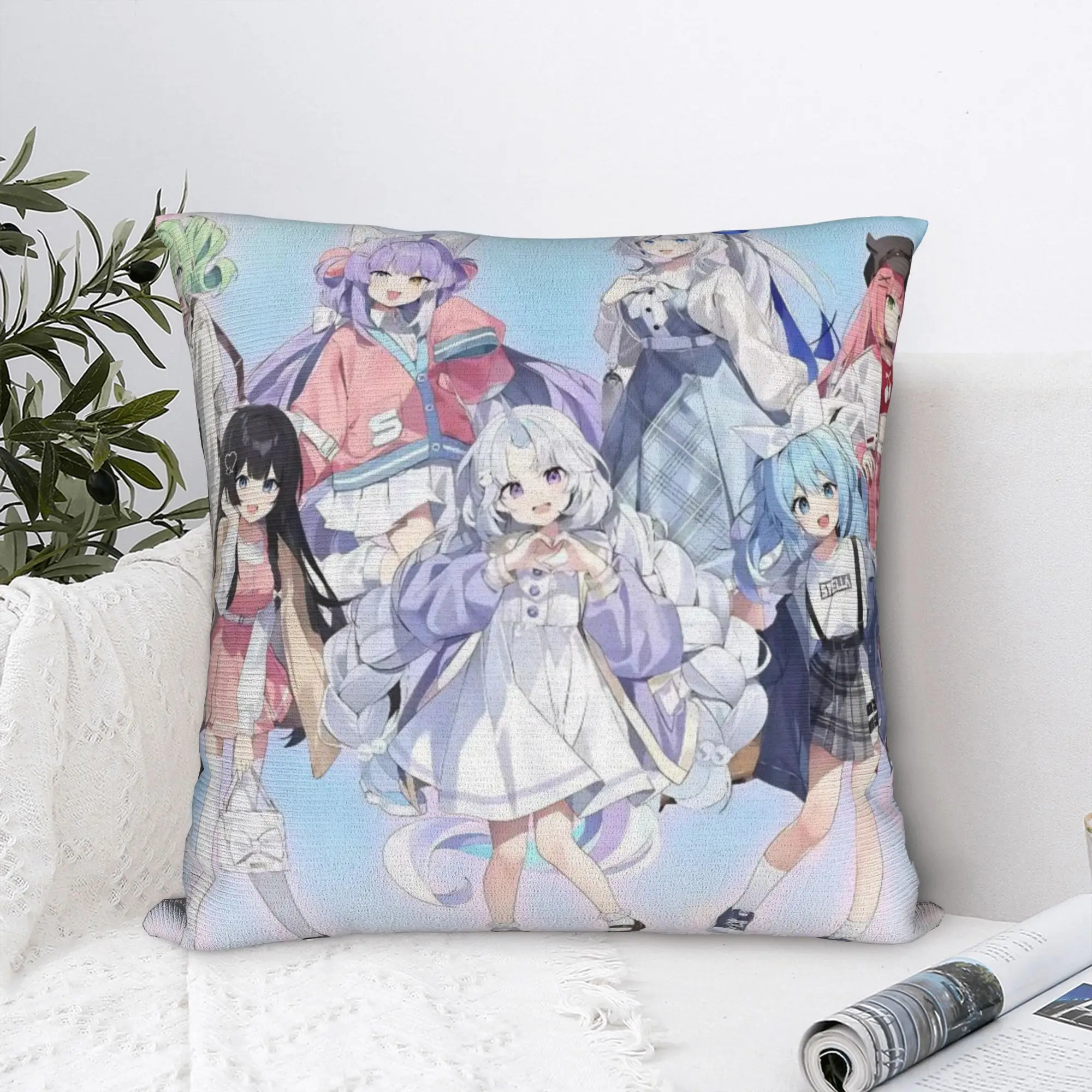 StelLive Korean Virtual YouTuber Square Pillow Case Kpop Cushion Covers Awesome Zippered Decor Pillowcase for Car 45*45cm