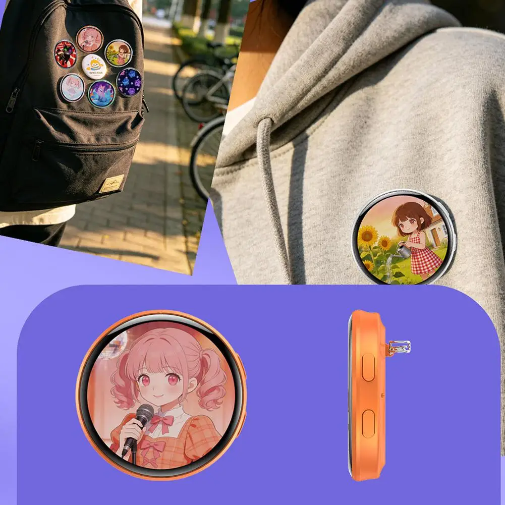 Pin Electrónico con Pantalla de Anime de 1.50 Pulgadas, Insignia Cibernética Inteligente Dinámica, Mercancía con Pantall
