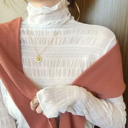 Pullover Transparent Women Lace Solid Blouse Female Bottoming Blouses Cheaper Tops Kawaii T Shirt Elastic Mesh Shirt
