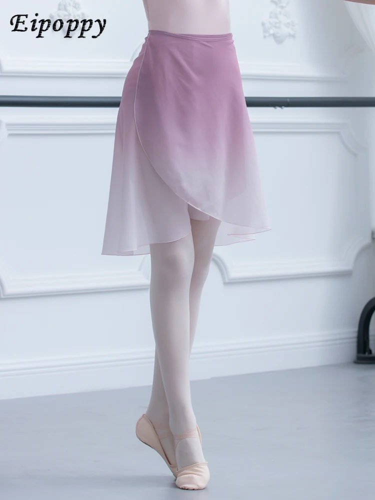 Gradient Ballet Dance Dress Self-Tie Dress Skirt Leotards Gauze Skirt One-Piece