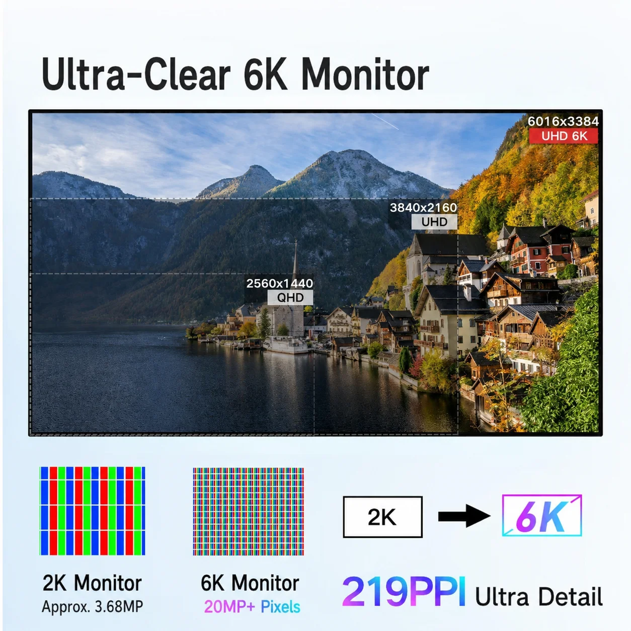 TCOLOR 32Inch 6016*3384 60Hz 6K Monitor Glossy IPS 100%sRGB 99%DCI-P3 10Bit  Aluminum Stand Swivel Tilt Height displaydesktop