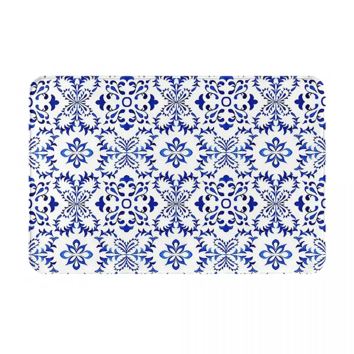 Azulejo Portuguese Tile Watercolor Artwork Doormat Rug Carpet Mat Footpad Polyester Non-slip Water Oil Proof Entrance Kitchen