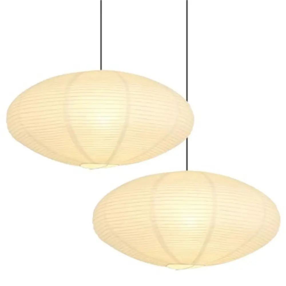 Oval Shape Paper Lamp Flying Saucer Shape White Color Wall Sconce Vintage Folding Design Paper Lantern