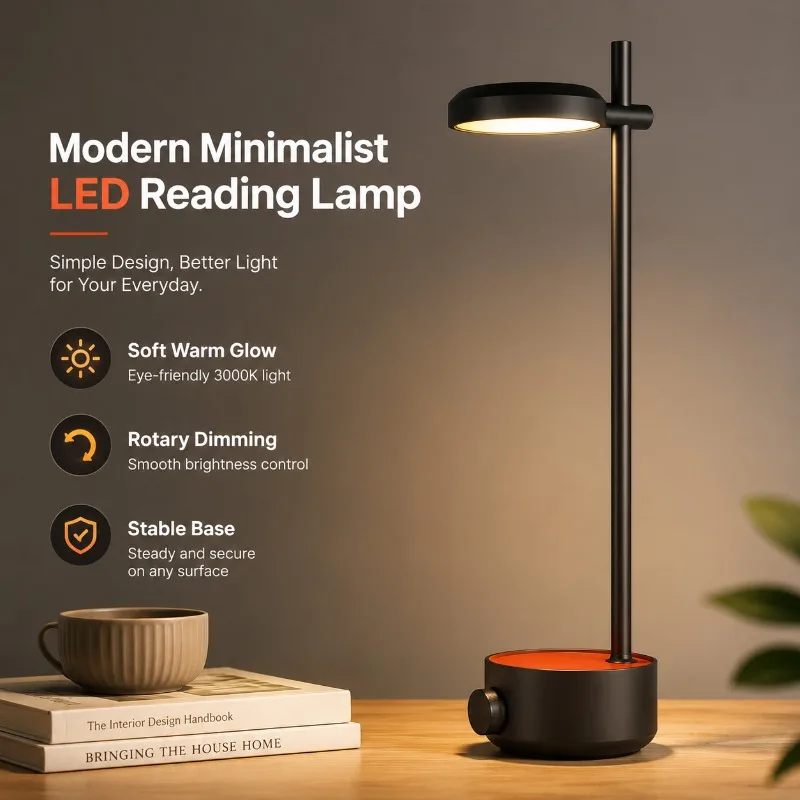 

Modern Minimalist LED Desk Lamp Adjustable Reading Light Metal Table Lamp For Hotel Bedroom Office Study Room Student Population