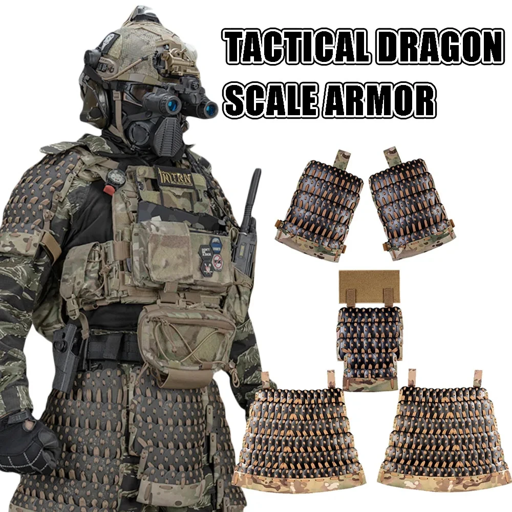 

Тактический комплект брони «Драконья чешуя» с наплечниками, защитой паха и юбкой-накладкой, средневековый рыцарский самурайский боевой протектор