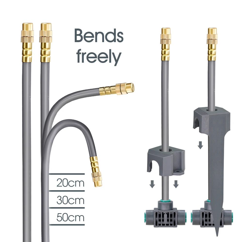 20/30/50 CM system zamgławiania mosiężne przedłużenie dyszy 360 ° swobodne chłodzenie nawadnianie nawilżanie opryskiwacz szybkie złącza Push