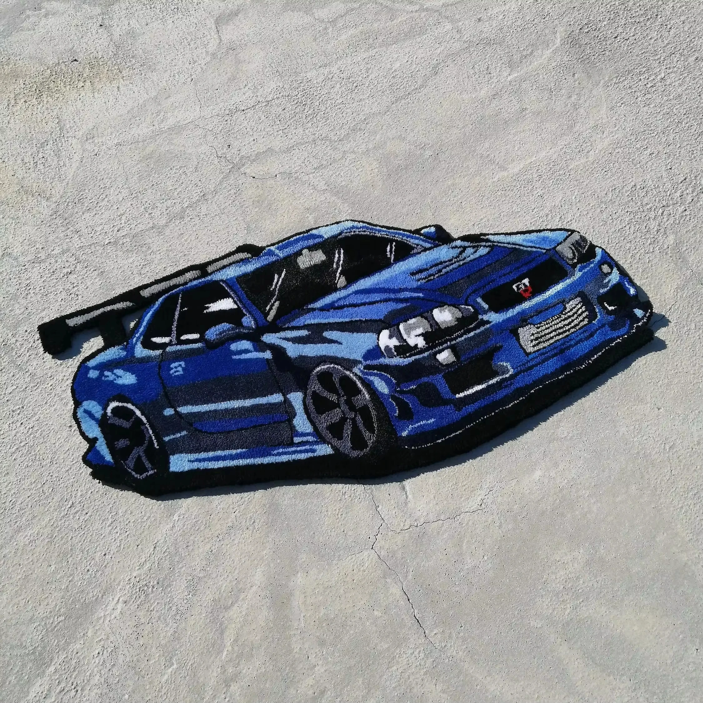 

Cool Dark Blue Racing Car Carpet Home Decor Handmade Soft Flannel Bath Rugs Bathroom Rug Door Mat Gift