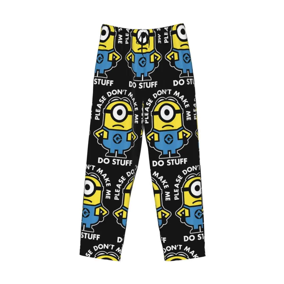 Custom Cartoon Animation Minions Pajama Pants Men\'s Lounge Sleep Stretch Sleepwear Bottoms with Pockets